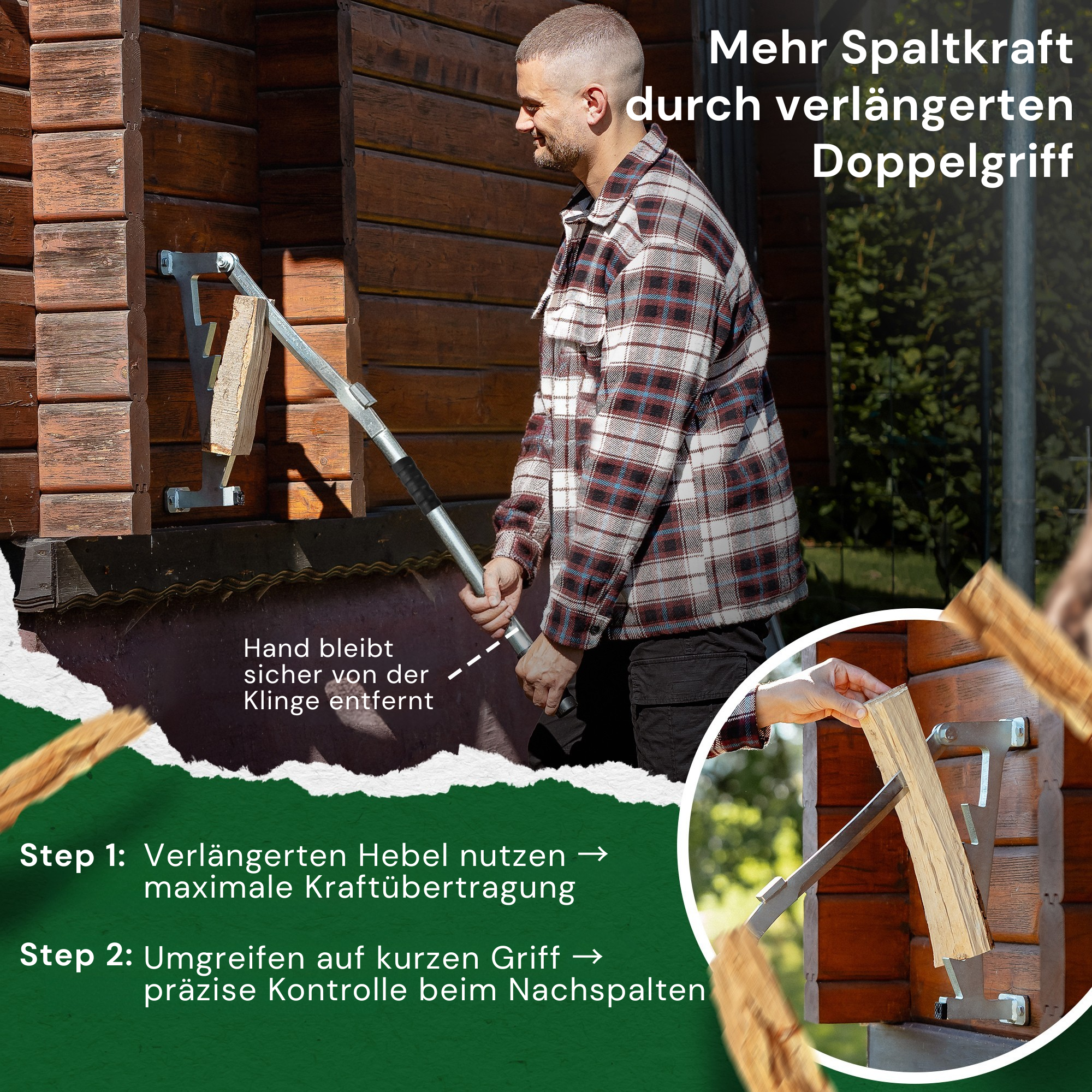 FORSTIX®  Wandholzspalter für Anzündholz - manuell & sicher