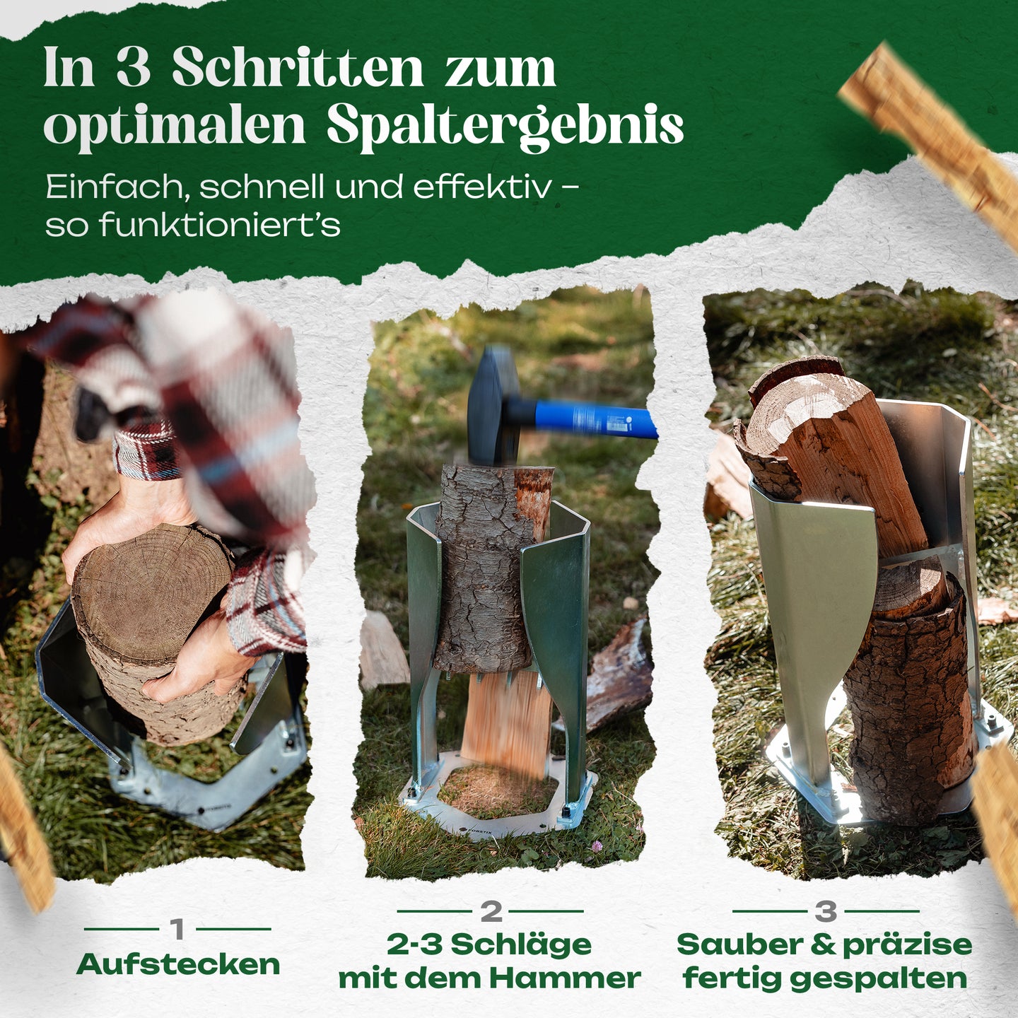 FORSTIX® Standholzspalter – manuell Holz spalten ohne Axt