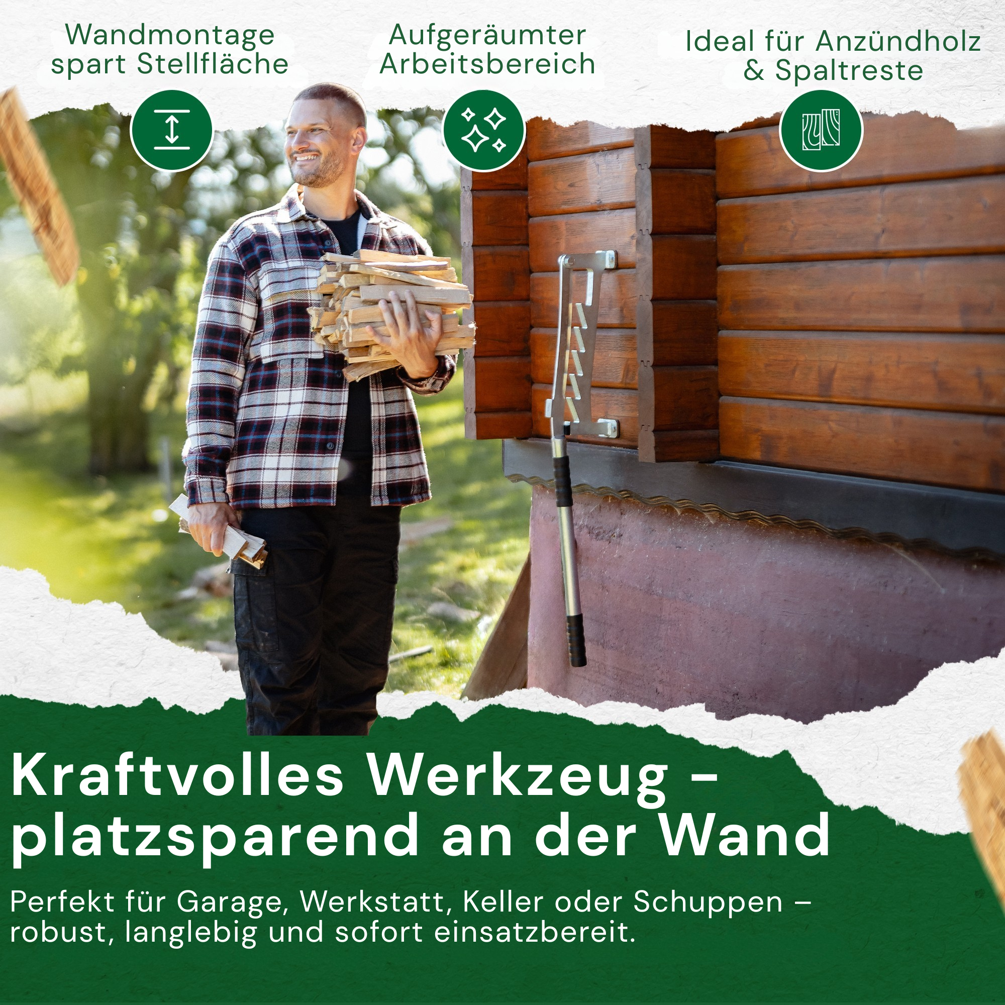 FORSTIX®  Wandholzspalter für Anzündholz - manuell & sicher